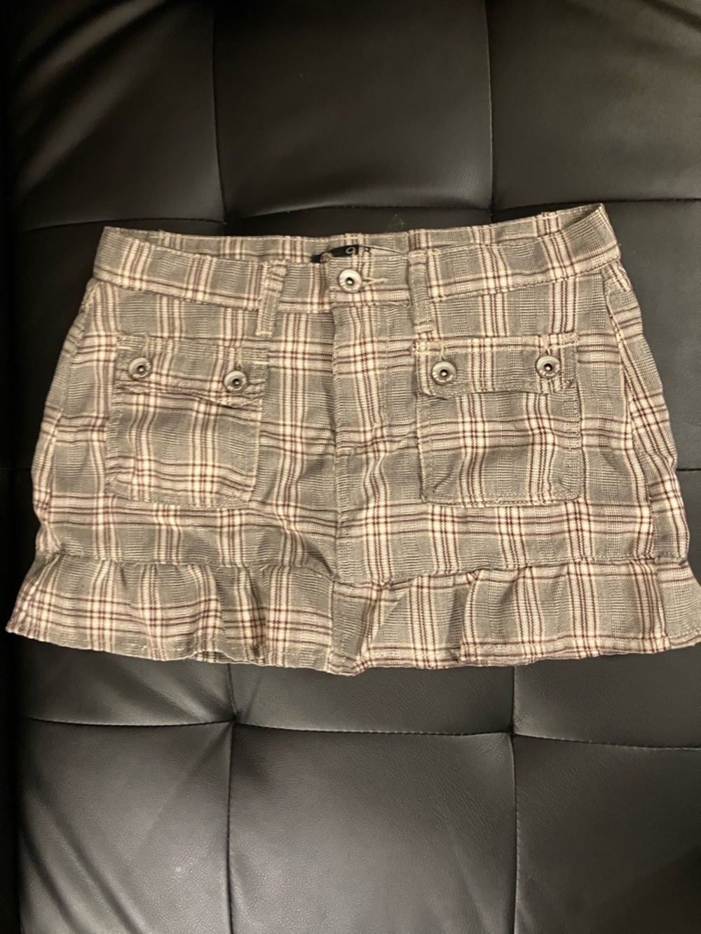98 Plaid Mini Skirt with Button Front Pockets